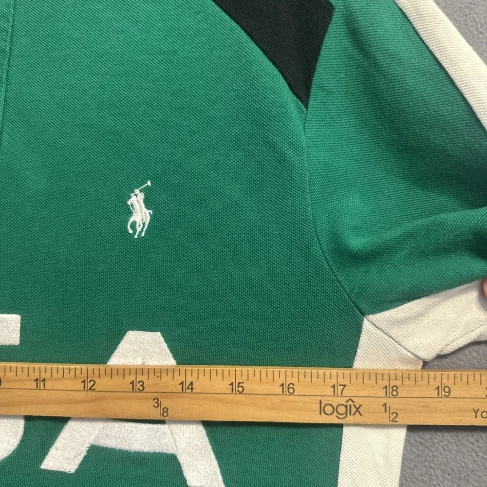 Polo‎ Ralph Lauren USA LXVII #3 Rugby Polo Shirt Custom Fit Mens Small Green